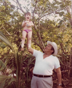 Clarissa as a kid with her uncle in the Yucatan