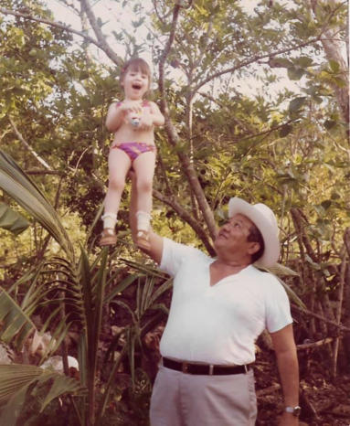 Clarissa as a kid with her uncle in the Yucatan